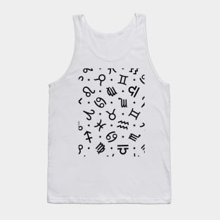 Pattern Set Zodiac Sign Horoscope Astrology Symbol Black and Purple Tank Top